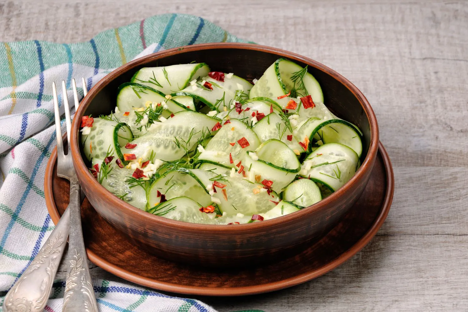 Refreshing cucumber salad with herbs at Spice House, a Chinese Restaurant in Plano